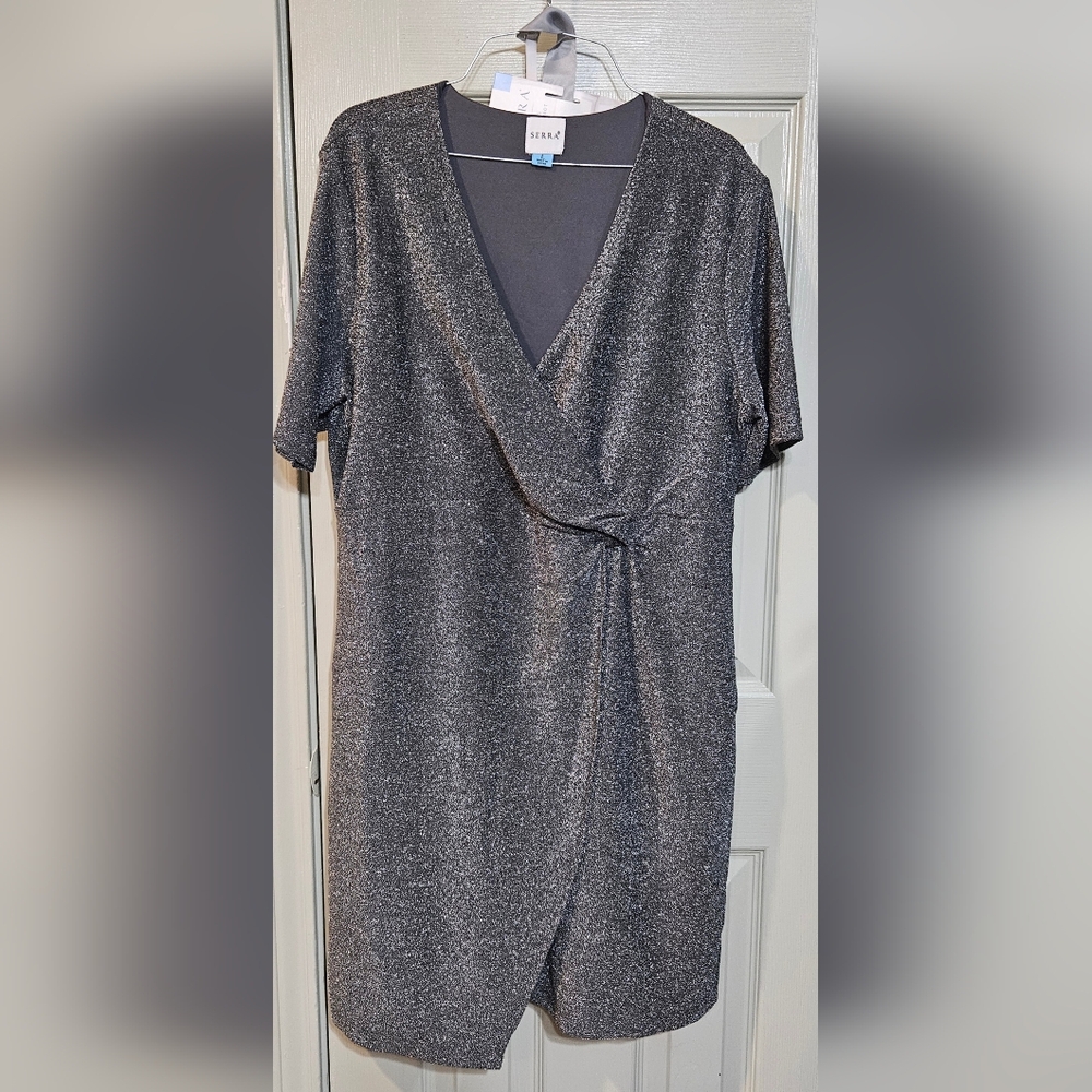 Serra Shimmering Gray Midi Dress
